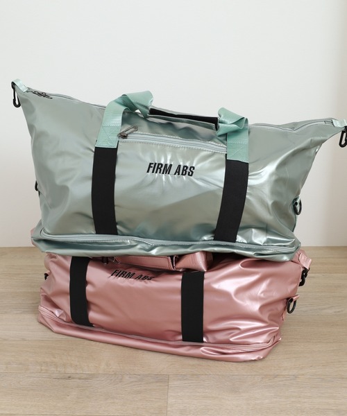 FUNALIVE（ファンアライブ）の「防水加工ラミネートコーティング大容量２ポケットボストンバッグ　トラベル＆ジム用（ボストンバッグ・メンズ・シルバー/ブラック/ライトグリーン/ピンク・FREE）」の22枚目の写真