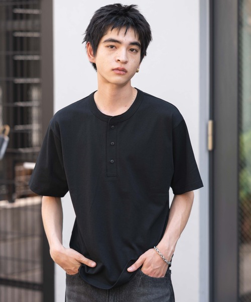 WEGO(ウィゴー)の「WEGO/リラックスフィットヘンリーネックT(Tシャツ/カットソー・メンズ・ブラック/ホワイト/その他1・LARGE/MEDIUM)」の11枚目の写真