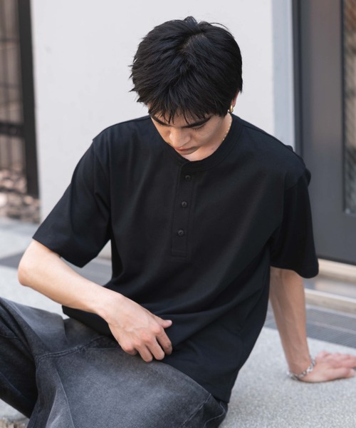 WEGO(ウィゴー)の「WEGO/リラックスフィットヘンリーネックT(Tシャツ/カットソー・メンズ・ブラック/ホワイト/その他1・LARGE/MEDIUM)」の13枚目の写真