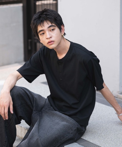 WEGO(ウィゴー)の「WEGO/リラックスフィットヘンリーネックT(Tシャツ/カットソー・メンズ・ブラック/ホワイト/その他1・LARGE/MEDIUM)」の14枚目の写真