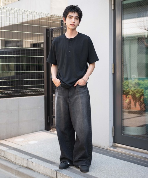 WEGO(ウィゴー)の「WEGO/リラックスフィットヘンリーネックT(Tシャツ/カットソー・メンズ・ブラック/ホワイト/その他1・LARGE/MEDIUM)」の15枚目の写真