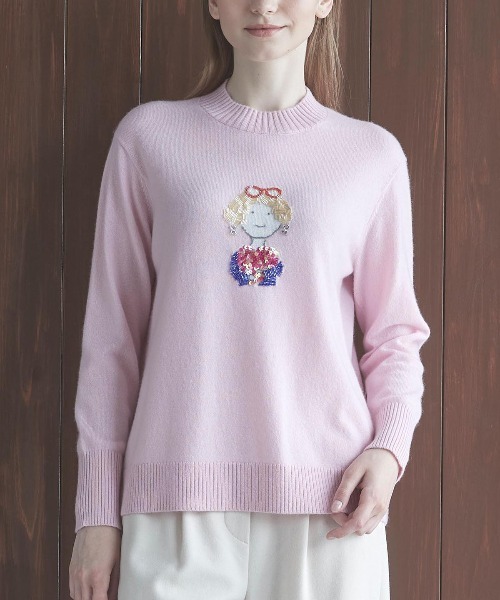 STUDIO PICONE(スタジオピッコーネ)の「カシミヤ100%ビーズ刺繍ニット(ニット/セーター・レディース・ホワイト/ライトグリーン/ピンク/ブラック・L/M)」の12枚目の写真