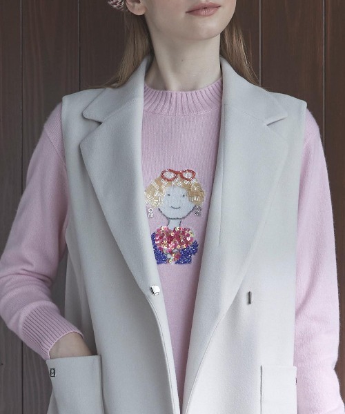 STUDIO PICONE(スタジオピッコーネ)の「カシミヤ100%ビーズ刺繍ニット(ニット/セーター・レディース・ホワイト/ライトグリーン/ピンク/ブラック・L/M)」の18枚目の写真