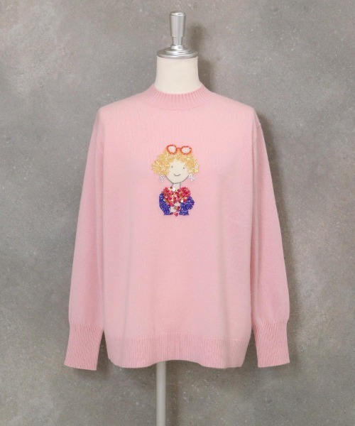 STUDIO PICONE(スタジオピッコーネ)の「カシミヤ100%ビーズ刺繍ニット(ニット/セーター・レディース・ホワイト/ライトグリーン/ピンク/ブラック・L/M)」の5枚目の写真