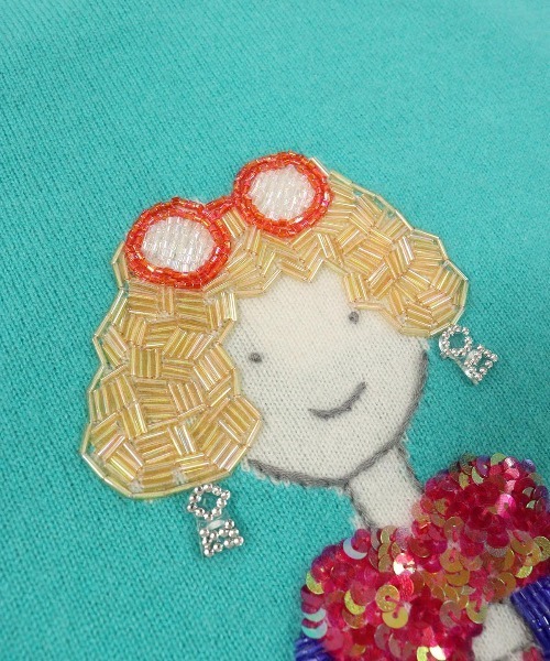 STUDIO PICONE(スタジオピッコーネ)の「カシミヤ100%ビーズ刺繍ニット(ニット/セーター・レディース・ホワイト/ライトグリーン/ピンク/ブラック・L/M)」の20枚目の写真