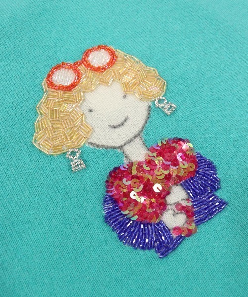 STUDIO PICONE(スタジオピッコーネ)の「カシミヤ100%ビーズ刺繍ニット(ニット/セーター・レディース・ホワイト/ライトグリーン/ピンク/ブラック・L/M)」の21枚目の写真
