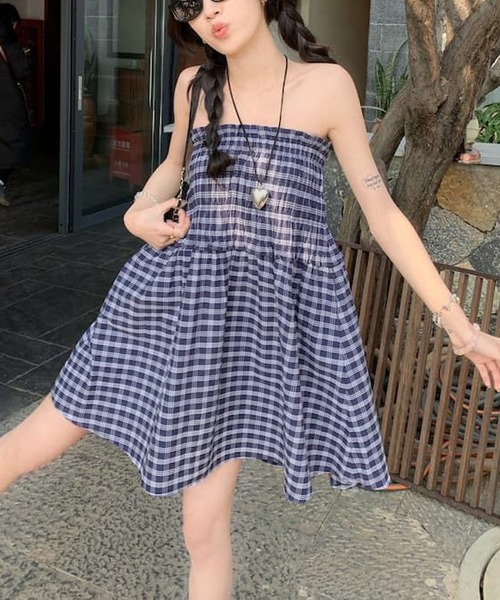 MEMECLE（メメクル）の「【 MEMECLE / メメクル 】2way チェックミディスカート（スカート・レディース・ネイビー・SMALL/MEDIUM/LARGE）」の4枚目の写真