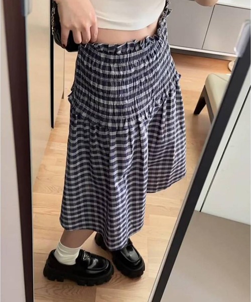 MEMECLE（メメクル）の「【 MEMECLE / メメクル 】2way チェックミディスカート（スカート・レディース・ネイビー・SMALL/MEDIUM/LARGE）」の7枚目の写真