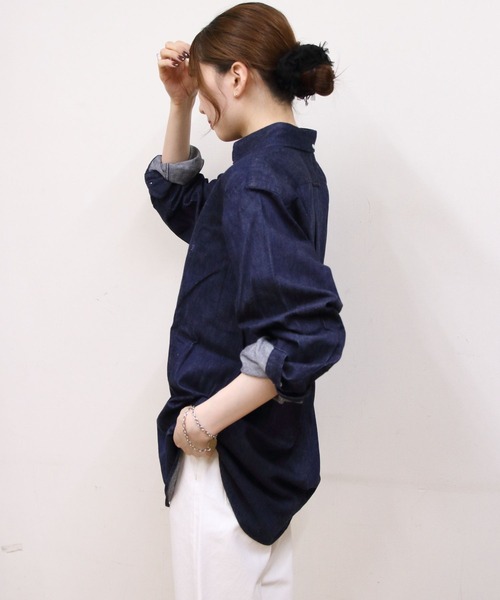 GYMPHLEX（ジムフレックス）の「Gymphlex/ジムフレックス　ボタンダウンロングスリーブデニムシャツ　B.D. LONGSLEEVE DENIM SHIRT　GY-B0196 SDM（Tシャツ/カットソー・メンズ・ライトインディゴブルー/インディゴブルー・L/M）」の11枚目の写真