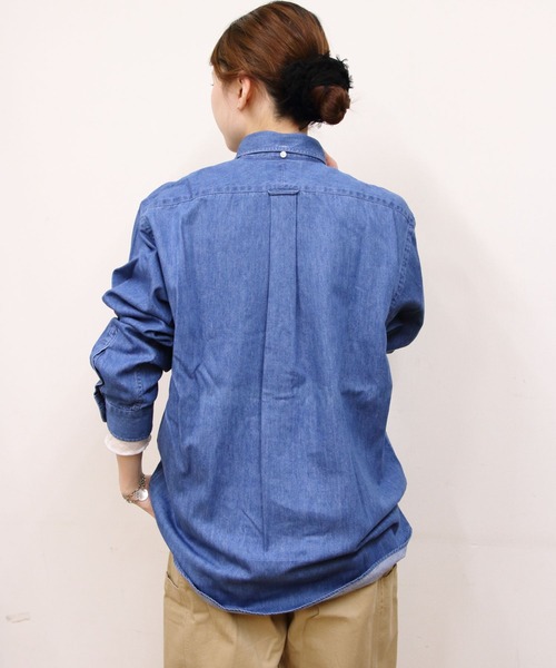 GYMPHLEX（ジムフレックス）の「Gymphlex/ジムフレックス　ボタンダウンロングスリーブデニムシャツ　B.D. LONGSLEEVE DENIM SHIRT　GY-B0196 SDM（Tシャツ/カットソー・メンズ・ライトインディゴブルー/インディゴブルー・L/M）」の7枚目の写真