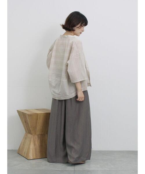 Samansa Mos2 blue(サマンサモスモスブルー)の「◎シアーストライプシャツ(シャツ/ブラウス・レディース・オフホワイト/ブラウン/ベージュ・F)」の10枚目の写真