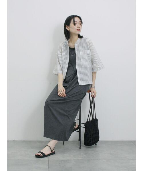 Samansa Mos2 blue(サマンサモスモスブルー)の「◎シアーストライプシャツ(シャツ/ブラウス・レディース・オフホワイト/ブラウン/ベージュ・F)」の16枚目の写真