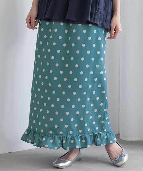 n'OrLABEL（ノアールレーベル）の「『ミニフリルドットナロースカート』（スカート・レディース・ブラック/ネイビー/グリーン・1/2）」の4枚目の写真