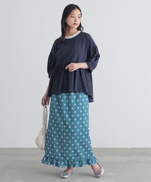 n'OrLABEL（ノアールレーベル）の「『ミニフリルドットナロースカート』（スカート・レディース・ブラック/ネイビー/グリーン・1/2）」の7枚目の写真