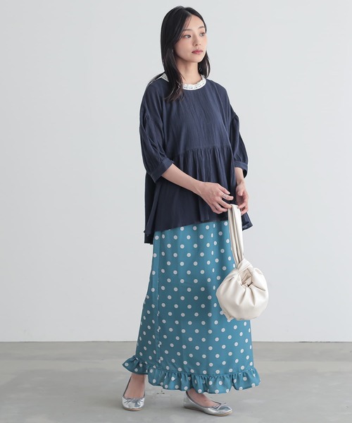 n'OrLABEL（ノアールレーベル）の「『ミニフリルドットナロースカート』（スカート・レディース・ブラック/ネイビー/グリーン・1/2）」の8枚目の写真