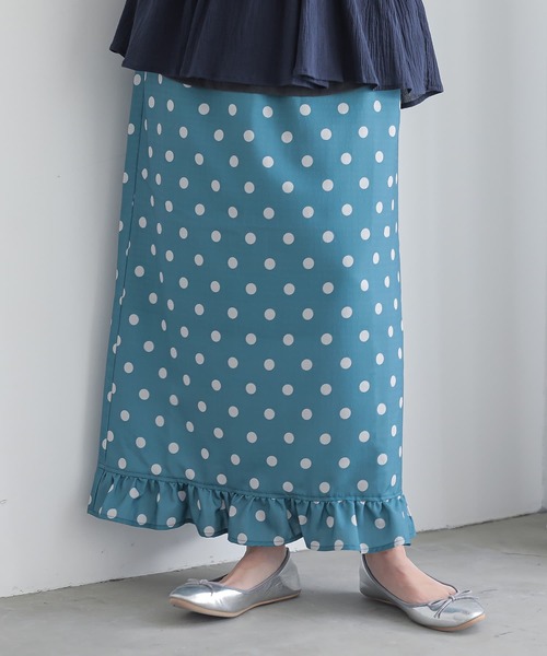 n'OrLABEL（ノアールレーベル）の「『ミニフリルドットナロースカート』（スカート・レディース・ブラック/ネイビー/グリーン・1/2）」の5枚目の写真