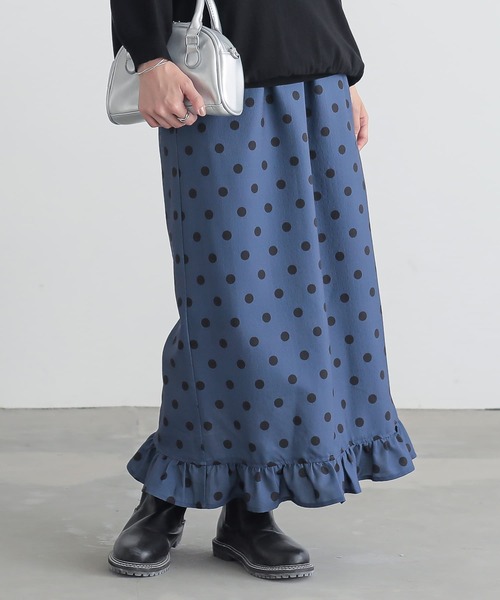 n'OrLABEL（ノアールレーベル）の「『ミニフリルドットナロースカート』（スカート・レディース・ブラック/ネイビー/グリーン・1/2）」の9枚目の写真