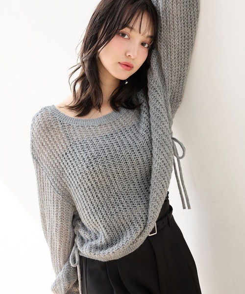 INGNI（イング）の「ドロストモヘアニット（ニット/セーター・レディース・アイボリー/グレー/グリーン/ボルドー・M）」の3枚目の写真