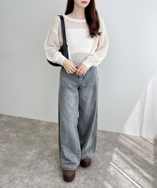 INGNI（イング）の「ドロストモヘアニット（ニット/セーター・レディース・アイボリー/グレー/グリーン/ボルドー・M）」の18枚目の写真