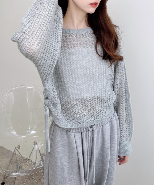 INGNI（イング）の「ドロストモヘアニット（ニット/セーター・レディース・アイボリー/グレー/グリーン/ボルドー・M）」の9枚目の写真