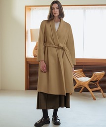 overE　ノーカラーコート　モカ　96サイズ Meiru ノーカラーコート コート ノーカラーロングコート