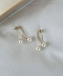 【金属アレルギー対応】バックキャッチ ダブル パール ピアス / チタンポスト