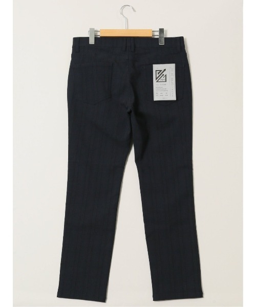m.f.editorial（エムエフエディトリアル）の「パンツ メンズ ストレッチ 抗菌防臭 スリム 5ポケット テーパード チェック クロスストレッチ（チノパンツ・メンズ・ネイビー・MEDIUM/LARGE/S/X-LARGE）」の4枚目の写真