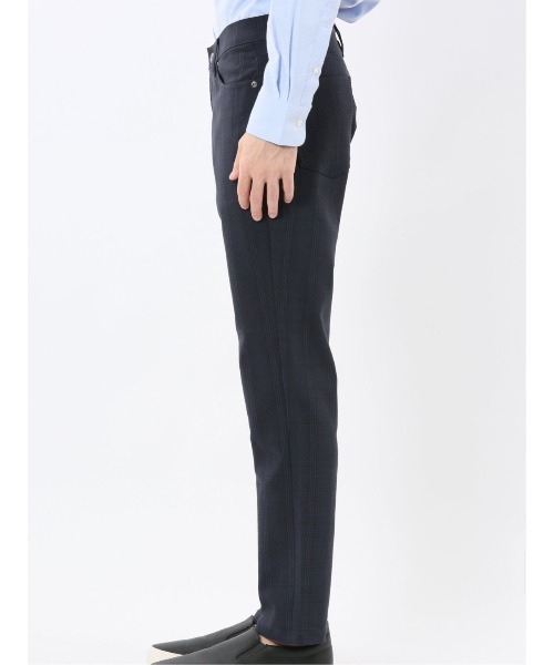 m.f.editorial（エムエフエディトリアル）の「パンツ メンズ ストレッチ 抗菌防臭 スリム 5ポケット テーパード チェック クロスストレッチ（チノパンツ・メンズ・ネイビー・MEDIUM/LARGE/S/X-LARGE）」の10枚目の写真