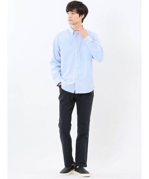 m.f.editorial（エムエフエディトリアル）の「パンツ メンズ ストレッチ 抗菌防臭 スリム 5ポケット テーパード チェック クロスストレッチ（チノパンツ・メンズ・ネイビー・MEDIUM/LARGE/S/X-LARGE）」の17枚目の写真