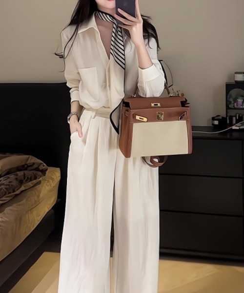 gossip！ロサンゼルス（ゴシップロサンゼルス）の「YUGA　ワイドレッグ　カジュアルパンツ（その他パンツ・レディース・オフホワイト・M/L）」の4枚目の写真