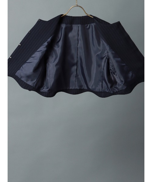 CIS.（シス）の「CIS． ノーカラーブルゾン ウォッシャブル ストレッチ ポリエステルツイル ストライプ（ブルゾン・レディース・ベージュ/ネイビー・36(7号)/38(9号)）」の9枚目の写真