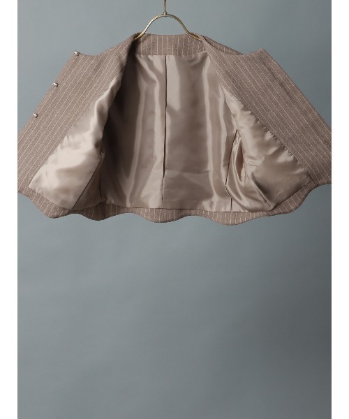 CIS.（シス）の「CIS． ノーカラーブルゾン ウォッシャブル ストレッチ ポリエステルツイル ストライプ（ブルゾン・レディース・ベージュ/ネイビー・36(7号)/38(9号)）」の18枚目の写真
