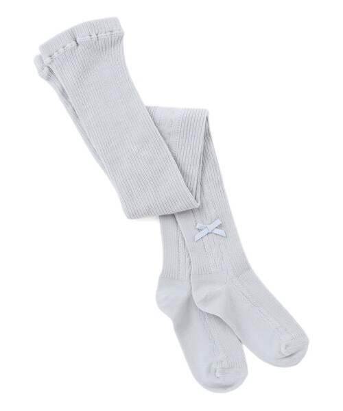 Tartine et Chocolat(タルティーヌエショコラ)の「【日本製】【お揃い】リボンロゴチャーム付きタイツ(80~140cm)(タイツ/ストッキング・キッズ・ネイビー/グレー/オフホワイト・M/L)」の8枚目の写真