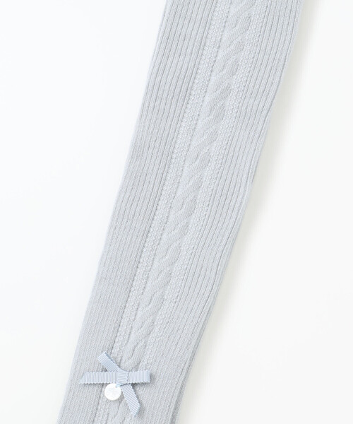 Tartine et Chocolat(タルティーヌエショコラ)の「【日本製】【お揃い】リボンロゴチャーム付きタイツ(80~140cm)(タイツ/ストッキング・キッズ・ネイビー/グレー/オフホワイト・M/L)」の11枚目の写真