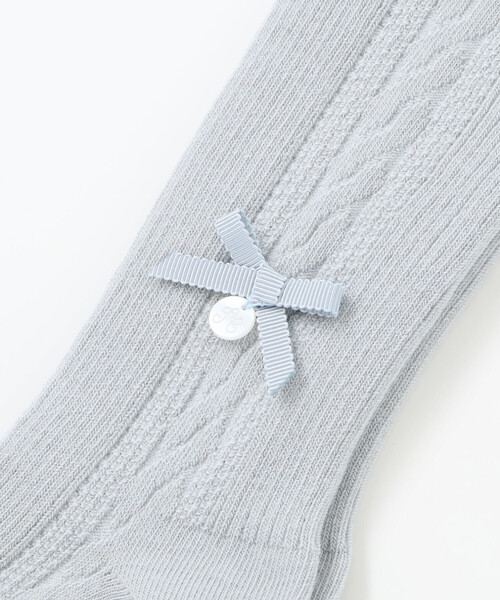 Tartine et Chocolat(タルティーヌエショコラ)の「【日本製】【お揃い】リボンロゴチャーム付きタイツ(80~140cm)(タイツ/ストッキング・キッズ・ネイビー/グレー/オフホワイト・M/L)」の12枚目の写真