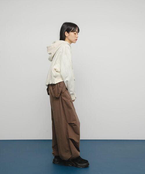 Beauty&youth コットン ショートフロントジップパーカ DK.GRAY