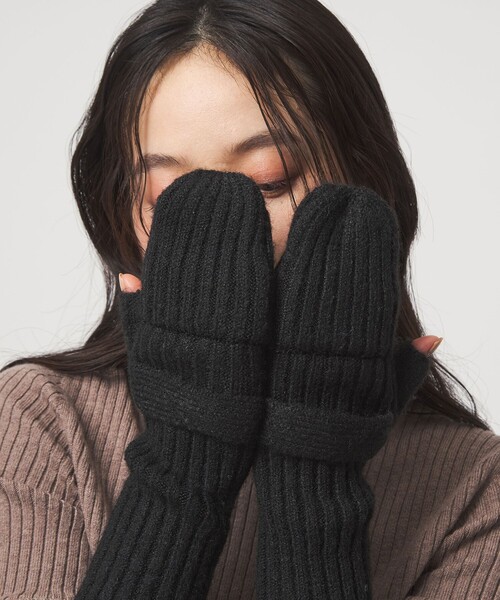 green label relaxing(グリーンレーベルリラクシング)の「2WAY フラップ アームウォーマー / 手袋(手袋・レディース・ライトブルー/ブラック/ライトグレー/ベージュ・FREE)」の2枚目の写真