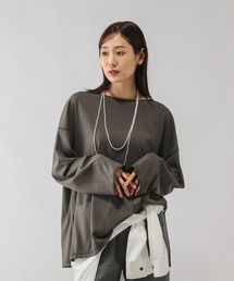 GLOBAL WORK | スラブボートネックルーズTシャツ/589058(Tシャツ/カットソー)