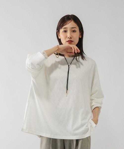 スラブボートネックルーズTシャツ/589058（Tシャツ/カットソー