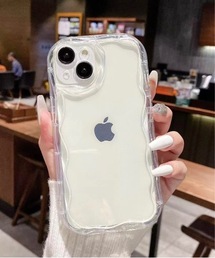 Burner(バーナー)の【OKUOKU 0909】クリア×ウェーブデザイン iPhoneケース ruf-iphonecase-11-2(スマホケース/カバー)