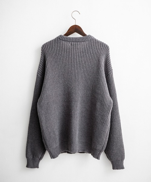 新色追加 オーバーサイズ畦編みヘンリーネックニットセーター（ニット