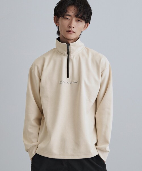 tk.TAKEO KIKUCHI(ティーケータケオキクチ)の「ポンチスウェードハーフジップ(Tシャツ/カットソー・メンズ・ブルー/チャコールグレー/アイボリー・04/03/02)」の2枚目の写真
