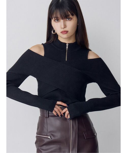 トップス mugimaru カシュクールハーフジップトップス（ニット/セーター）｜MURUA