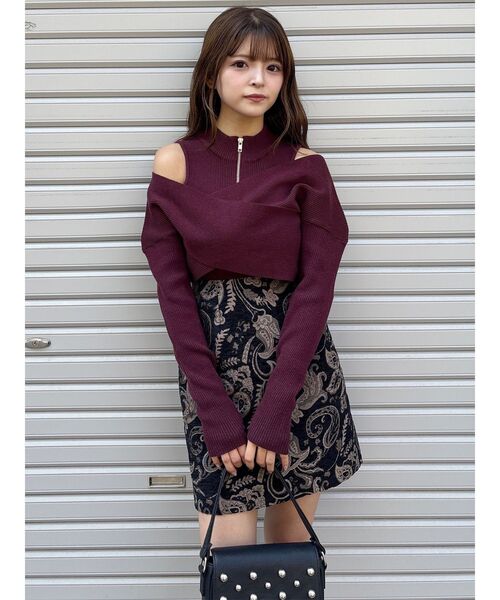 カシュクールハーフジップトップス（ニット/セーター）｜MURUA
