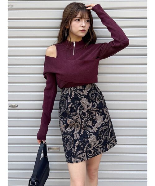 カシュクールハーフジップトップス（ニット/セーター）｜MURUA