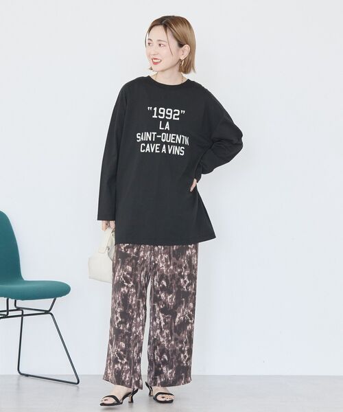 AMERICAN HOLIC(アメリカンホリック)の「カレッジロゴロングTシャツ(Tシャツ/カットソー・レディース・オフホワイト/ブラック/杢グレー・FREE)」の6枚目の写真