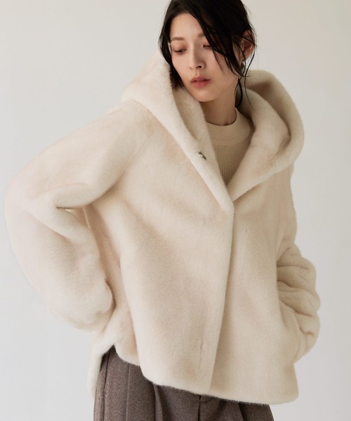 Filomo]ミンク調フェイクファーフード付き ジャケット（その他アウター