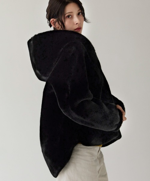 Filomo（フィローモ）の「[Filomo]ミンク調フェイクファーフード付き ジャケット（その他アウター・レディース・ブラック/ベージュ/グレー・FREE）」の8枚目の写真