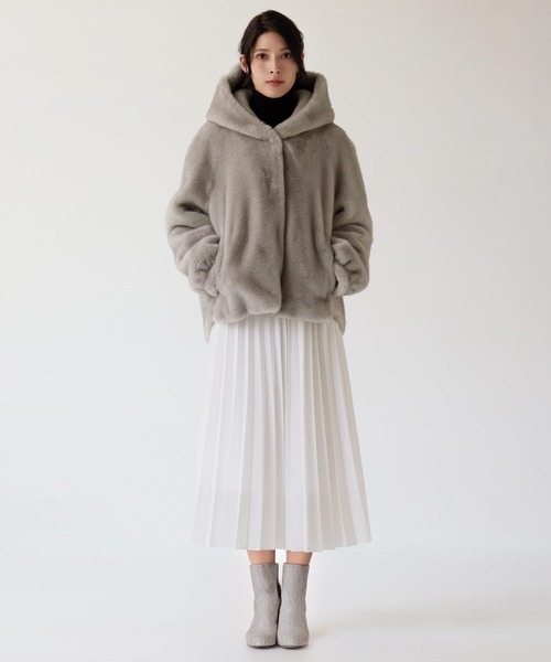 Filomo（フィローモ）の「[Filomo]ミンク調フェイクファーフード付き ジャケット（その他アウター・レディース・ブラック/ベージュ/グレー・FREE）」の16枚目の写真