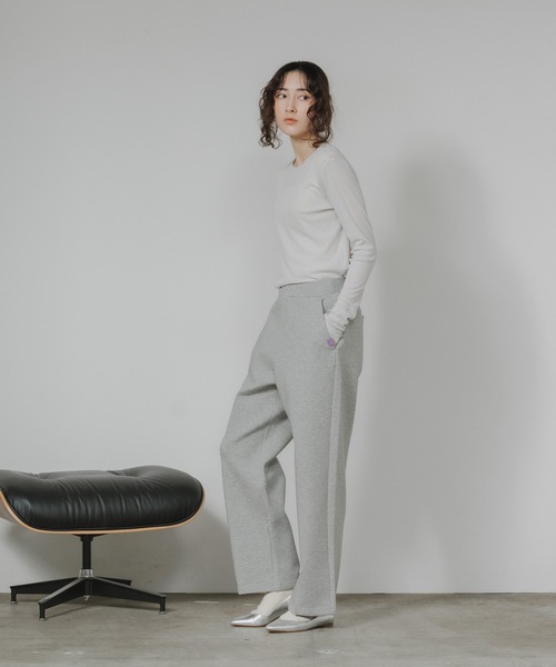 Garance et VioLette(ギャランスエトヴィオレット)の「Garance et VioLette/ギャランスエトヴィオレット ダンボールニット ストレート スウェットパンツ(スウェットパンツ・レディース・ブラック/ベージュ/グレー・FREE)」の7枚目の写真